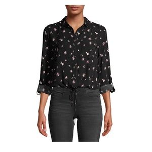 No Boundaries Juniors' Printed Tie Front Woven Top